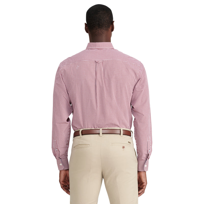 PERFORMANCE COMFORT LONG SLEEVE GINGHAM BUTTON DOWN SHIRT - BIKING RED