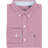 PERFORMANCE COMFORT LONG SLEEVE GINGHAM BUTTON DOWN SHIRT - BIKING RED