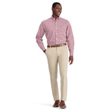 PERFORMANCE COMFORT LONG SLEEVE GINGHAM BUTTON DOWN SHIRT - BIKING RED