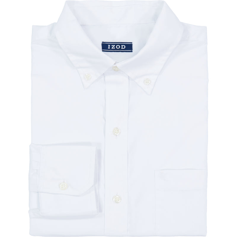 PERFORMANCE COMFORT LONG-SLEEVE SOLID BUTTON-DOWN SHIRT - BRIGHT WHITE