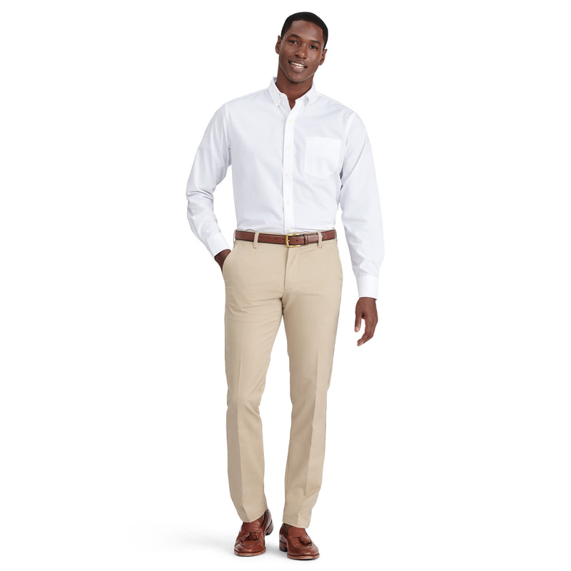 BUTTON-DOWN LONG-SLEEVE STRETCH PERFORMANCE SOLID SHIRT - BRIGHT WHITE