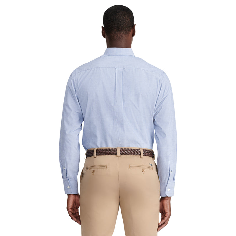 BUTTON-DOWN LONG-SLEEVE STRETCH PERFORMANCE SOLID SHIRT - MAZARINE BLUE