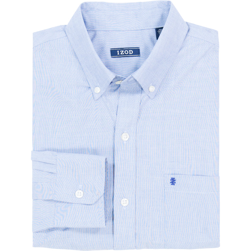 BUTTON-DOWN LONG-SLEEVE STRETCH PERFORMANCE SOLID SHIRT - MAZARINE BLUE