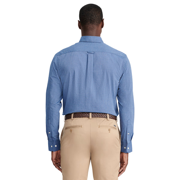 PERFORMANCE COMFORT LONG-SLEEVE SOLID BUTTON-DOWN SHIRT - ESTATE BLUE