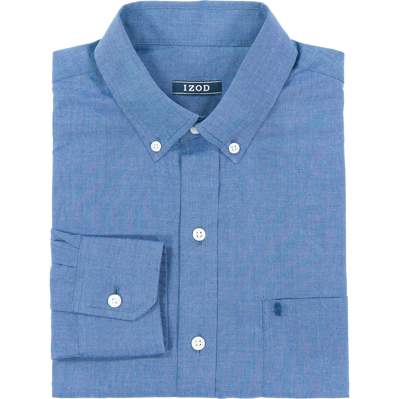 PERFORMANCE COMFORT LONG-SLEEVE SOLID BUTTON-DOWN SHIRT - ESTATE BLUE