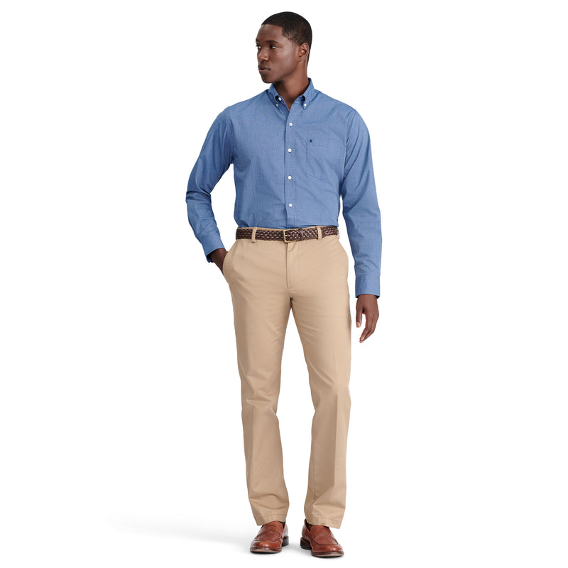 BUTTON-DOWN LONG-SLEEVE STRETCH PERFORMANCE SOLID SHIRT - ESTATE BLUE