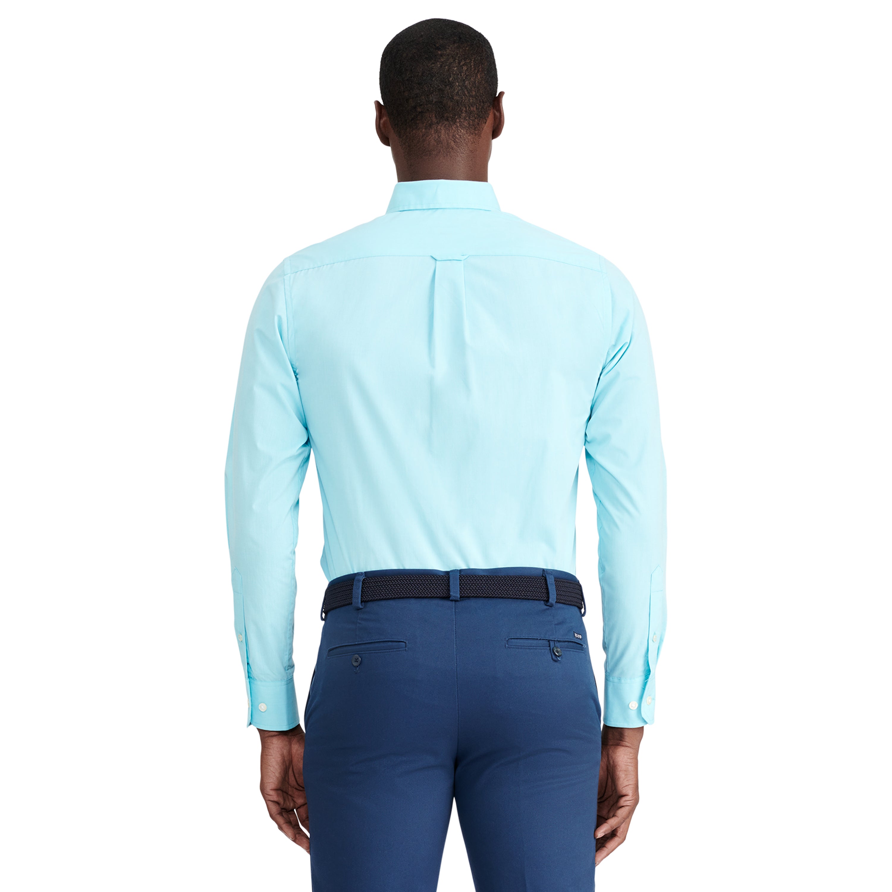 BUTTON DOWN LONG SLEEVE STRETCH PERFORMANCE SOLID SHIRT BLUE RADIANCE ...