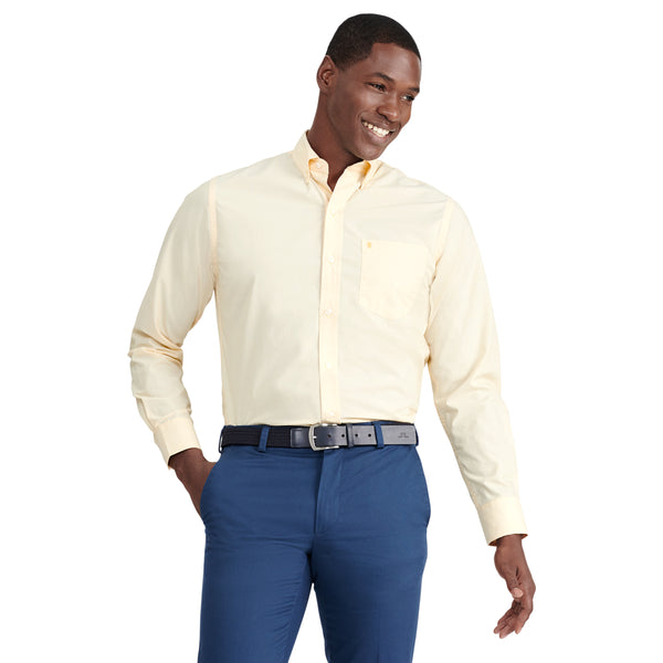 PERFORMANCE COMFORT LONG-SLEEVE SOLID BUTTON-DOWN SHIRT - GOLDEN CREAM
