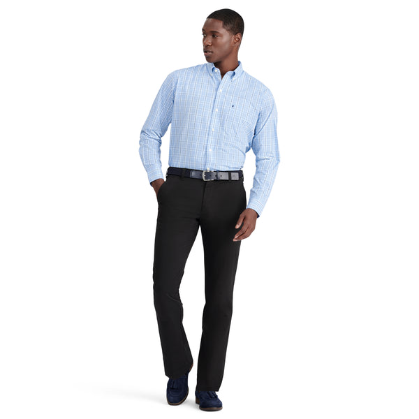 PERFORMANCE COMFORT LONG SLEEVE PLAID BUTTON DOWN SHIRT - BLUE REVIVAL