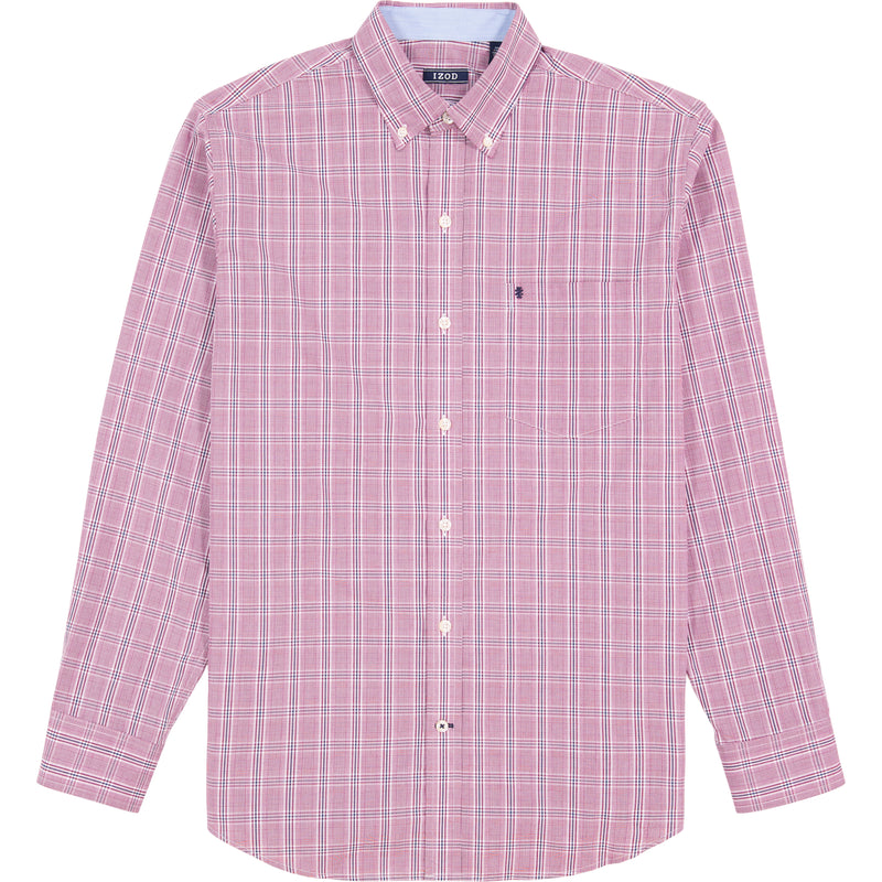 PERFORMANCE COMFORT LONG SLEEVE PLAID BUTTON DOWN SHIRT - BIKING RED