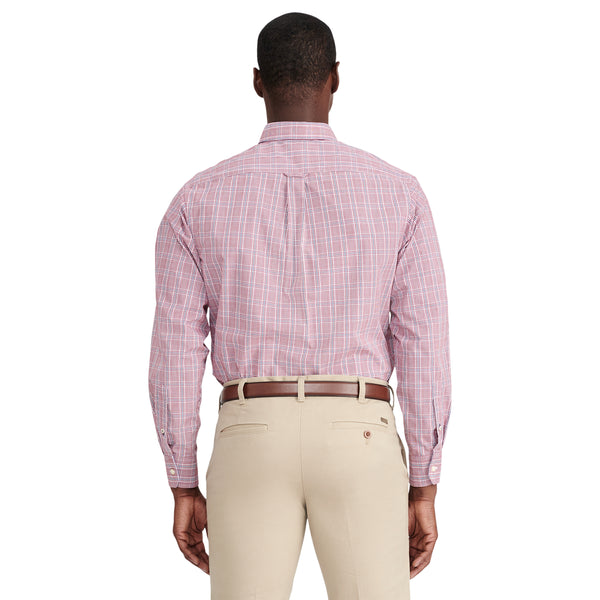 PERFORMANCE COMFORT LONG SLEEVE PLAID BUTTON DOWN SHIRT - BIKING RED