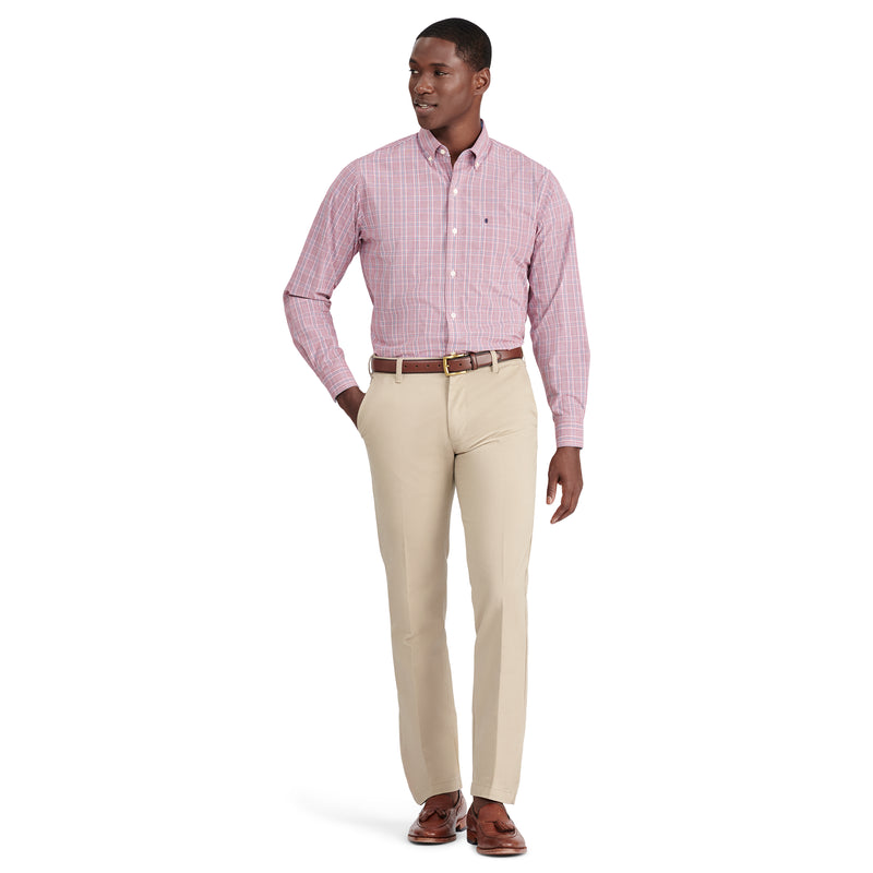 PERFORMANCE COMFORT LONG SLEEVE PLAID BUTTON DOWN SHIRT - BIKING RED