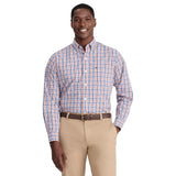 PERFORMANCE COMFORT LONG SLEEVE PLAID BUTTON DOWN SHIRT - ORANGE RUST
