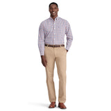 PERFORMANCE COMFORT LONG SLEEVE PLAID BUTTON DOWN SHIRT - ORANGE RUST