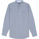 PERFORMANCE COMFORT LONG SLEEVE PLAID BUTTON DOWN SHIRT - ESTATE BLUE