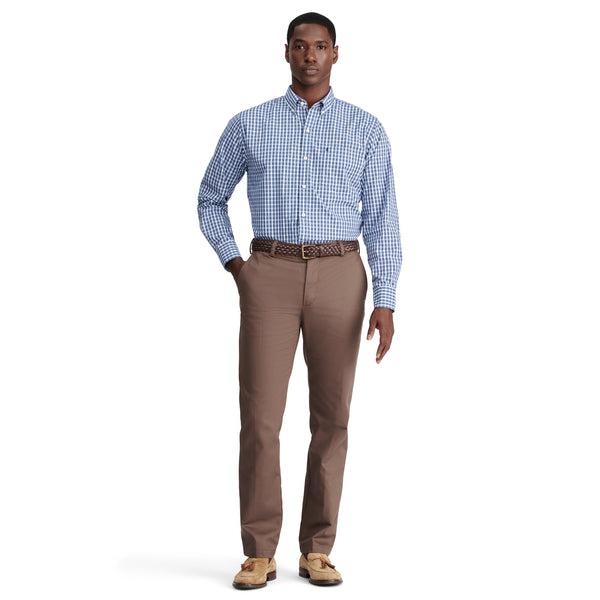 PERFORMANCE COMFORT LONG SLEEVE PLAID BUTTON DOWN SHIRT - ESTATE BLUE