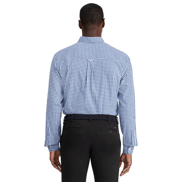 PERFORMANCE COMFORT LONG SLEEVE PLAID BUTTON DOWN SHIRT - ESTATE BLUE