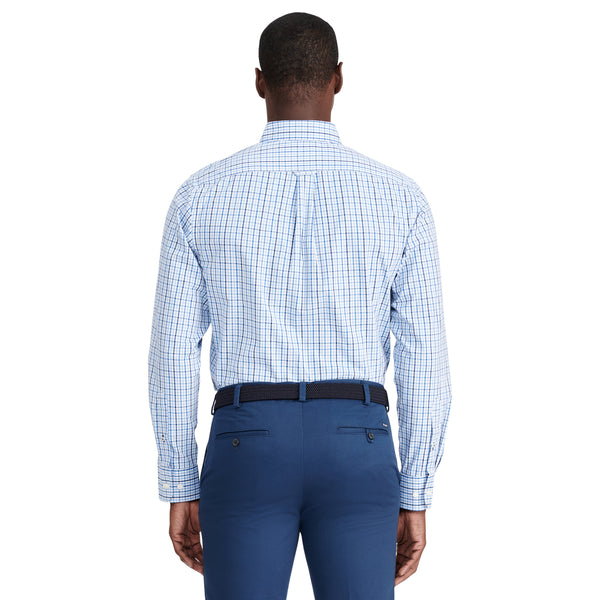 PERFORMANCE COMFORT LONG SLEEVE PLAID BUTTON DOWN SHIRT - TURKISH SEA