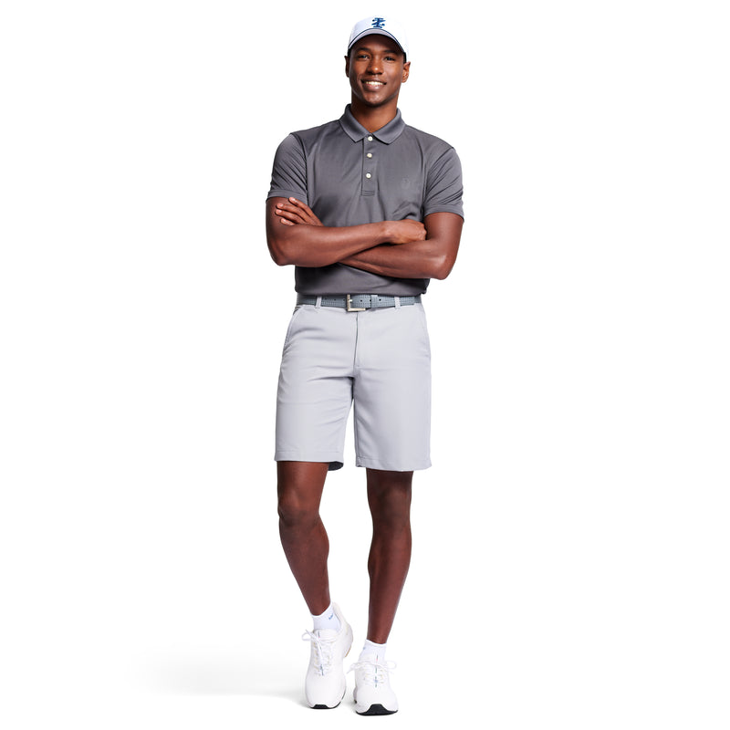 Performance Golf Grid Stretch Polo Asphalt – IZOD