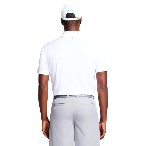 PERFORMANCE GOLF GRID SHORT-SLEEVE STRETCH POLO - BRIGHT WHITE