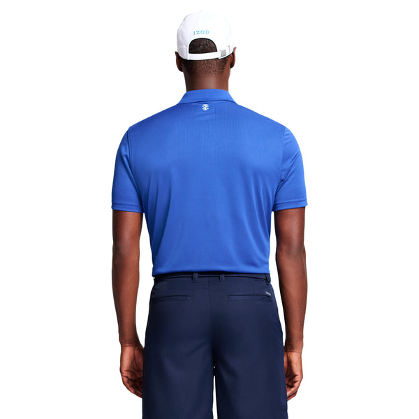 PERFORMANCE GOLF GRID SHORT-SLEEVE STRETCH POLO - COBALT BLUE