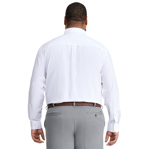 BIG AND TALL PERFORMANCE COMFORT LONG-SLEEVE SOLID BUTTON-DOWN SHIRT - BRIGHT WHITE