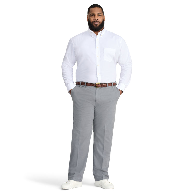 BIG AND TALL PERFORMANCE COMFORT LONG-SLEEVE SOLID BUTTON-DOWN SHIRT - BRIGHT WHITE