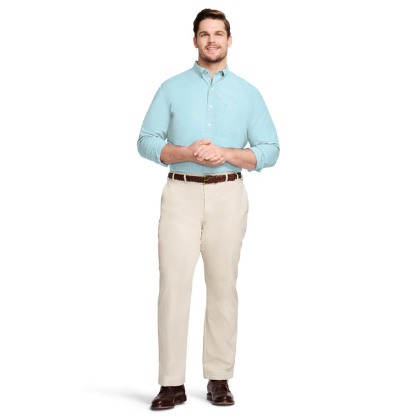 BIG & TALL PERFORMANCE COMFORT LONG SLEEVE BUTTON DOWN SHIRT - BLUE RADIANCE