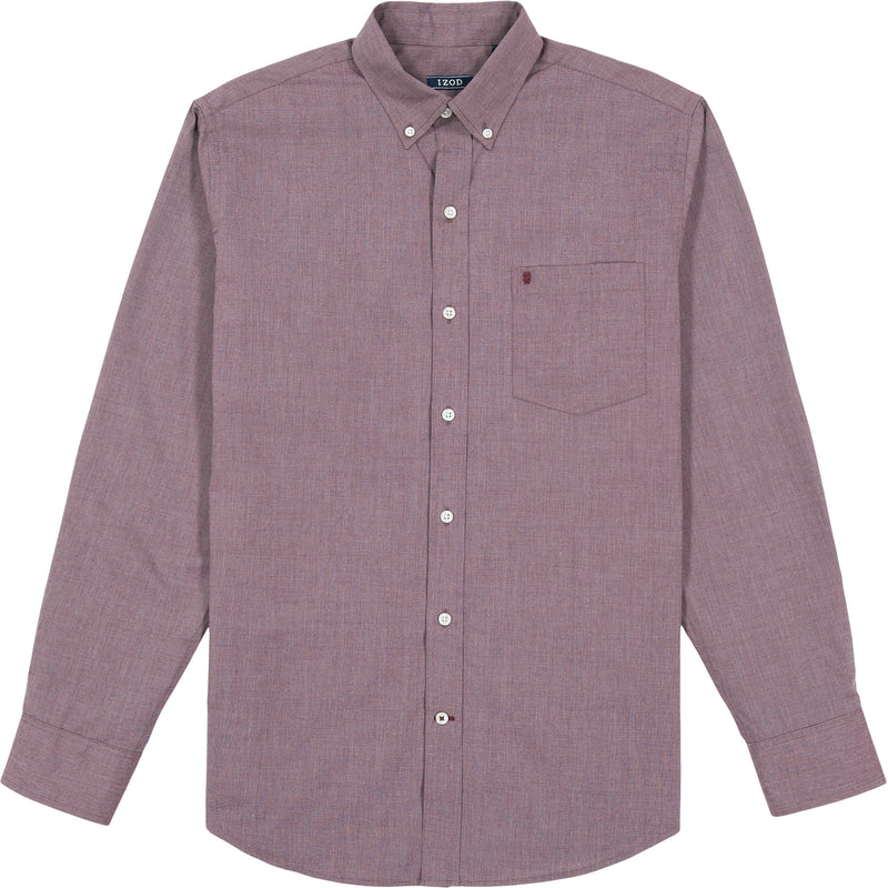 BIG AND TALL PERFORMANCE COMFORT LONG-SLEEVE SOLID BUTTON-DOWN SHIRT - PORT ROYALE