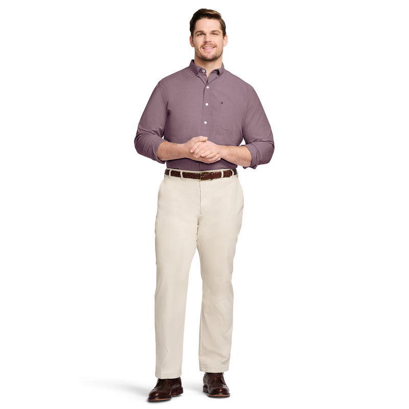 BIG AND TALL PERFORMANCE COMFORT LONG-SLEEVE SOLID BUTTON-DOWN SHIRT - PORT ROYALE