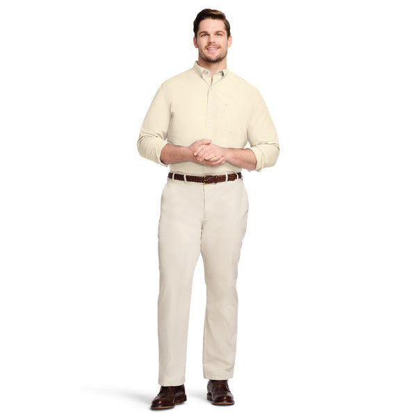 BIG & TALL PERFORMANCE COMFORT LONG SLEEVE BUTTON DOWN SHIRT - GOLDEN CREAM