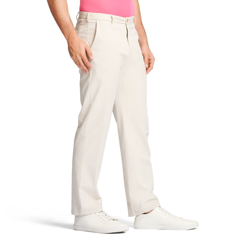 SALTWATER STRETCH FLAT-FRONT STRAIGHT FIT CHINO PANT - SILVER BIRCH