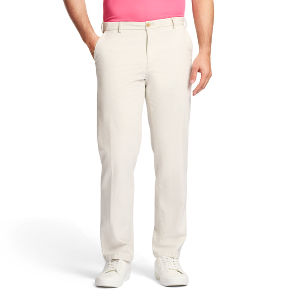 SALTWATER STRETCH FLAT-FRONT STRAIGHT FIT CHINO PANT - SILVER BIRCH