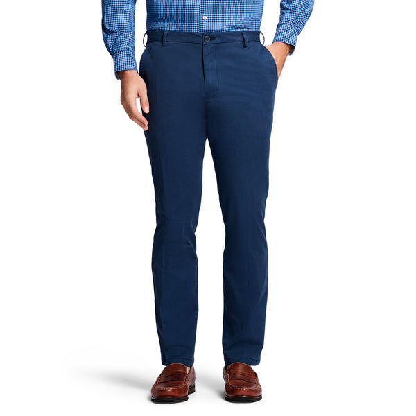 SALTWATER STRETCH FLAT-FRONT STRAIGHT FIT CHINO PANT - CADET NAVY