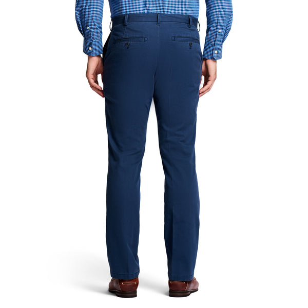 SALTWATER STRETCH FLAT-FRONT STRAIGHT FIT CHINO PANT - CADET NAVY