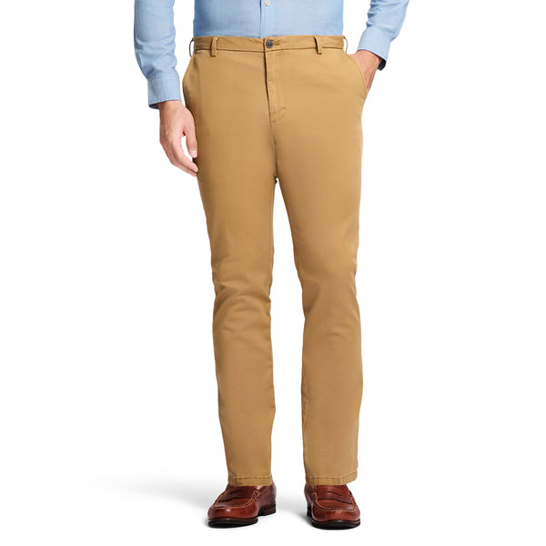 SALTWATER STRETCH FLAT FRONT STRAIGHT FIT CHINO PANT - COGNAC