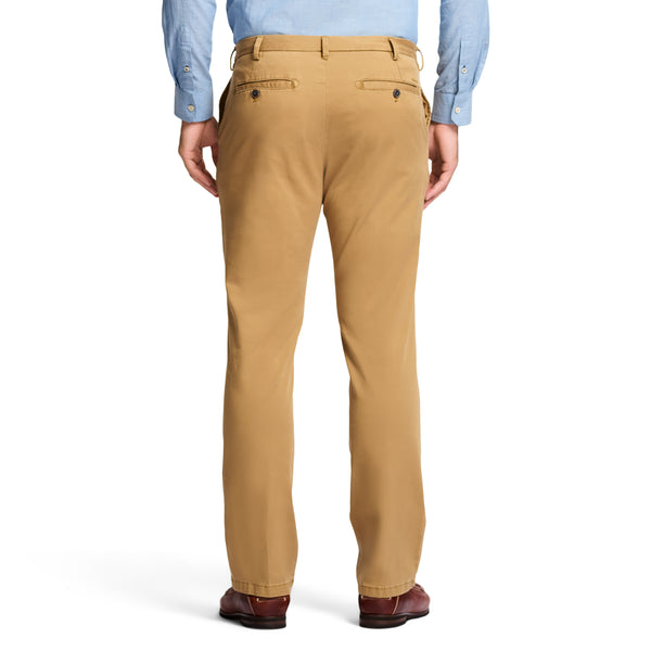 SALTWATER STRETCH FLAT-FRONT STRAIGHT FIT CHINO PANT - COGNAC