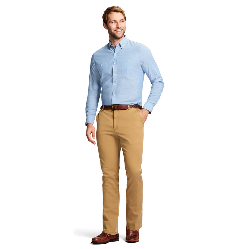 SALTWATER STRETCH FLAT FRONT STRAIGHT FIT CHINO PANT - COGNAC