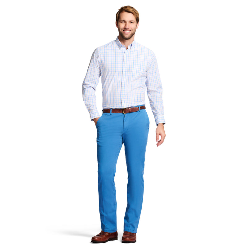 SALTWATER STRETCH FLAT-FRONT STRAIGHT FIT CHINO PANT - FEDERAL BLUE