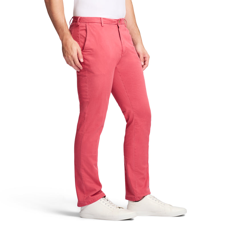 SALTWATER STRETCH FLAT-FRONT STRAIGHT FIT CHINO PANT - SALTWATER RED