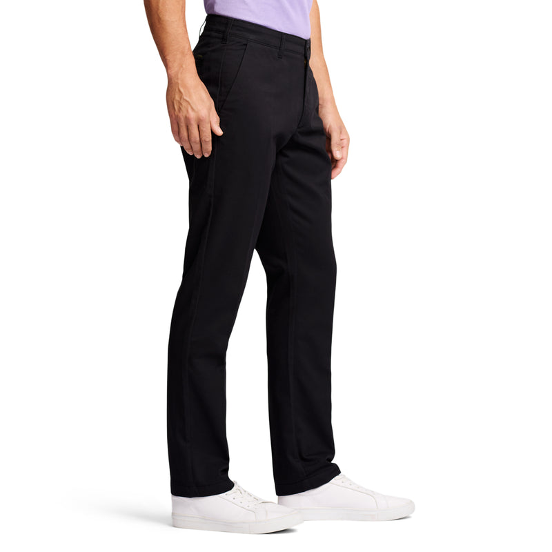 PERFORMANCE STRETCH FLAT-FRONT STRAIGHT FIT CHINO PANTS - BLACKLACK