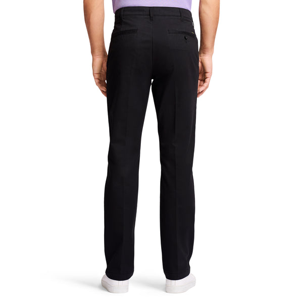 PERFORMANCE STRETCH FLAT-FRONT STRAIGHT FIT CHINO PANTS - BLACK