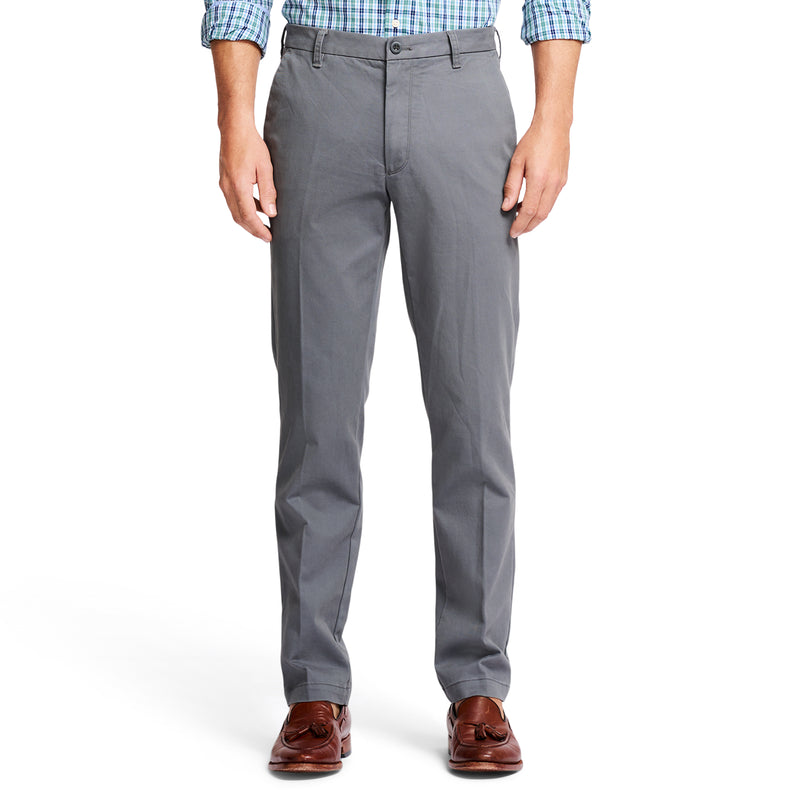 PERFORMANCE STRETCH FLAT-FRONT STRAIGHT-FIT CHINO PANTS - SMOKED PEARL