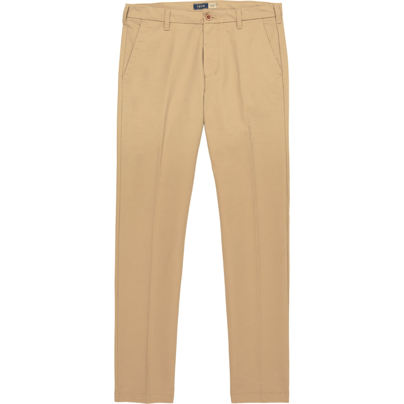 PERFORMANCE STRETCH FLAT-FRONT STRAIGHT FIT CHINO PANTS - CEDARWOOD KHAKI