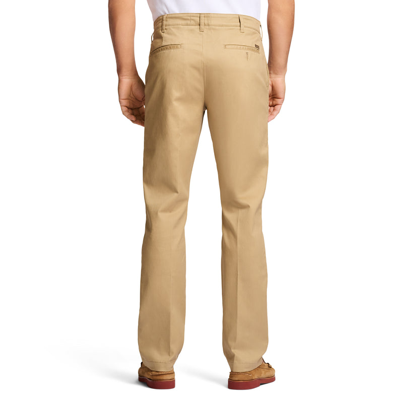 PERFORMANCE STRETCH FLAT-FRONT STRAIGHT-FIT CHINO PANTS - CEDARWOOD KHAKI