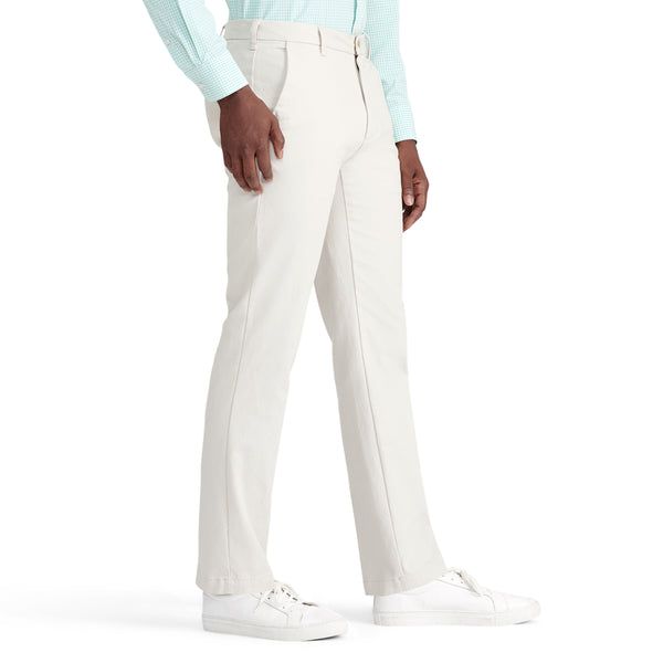 PERFORMANCE FLAT FRONT CHINO PANTS - WARM PEARL