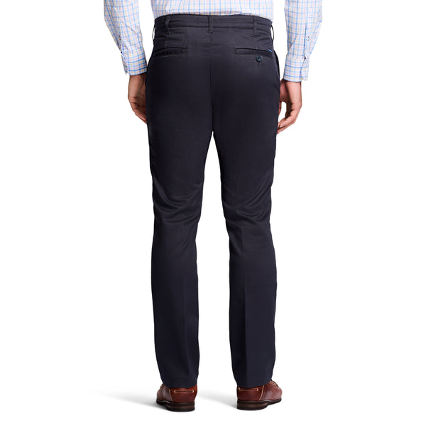 PERFORMANCE STRETCH FLAT-FRONT STRAIGHT FIT CHINO PANTS - NAVY