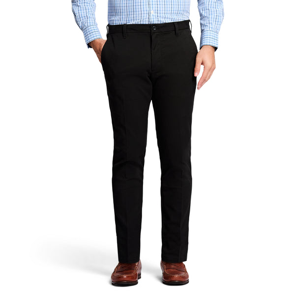 PERFORMANCE FLAT FRONT CHINO PANTS SLIM - BLACK