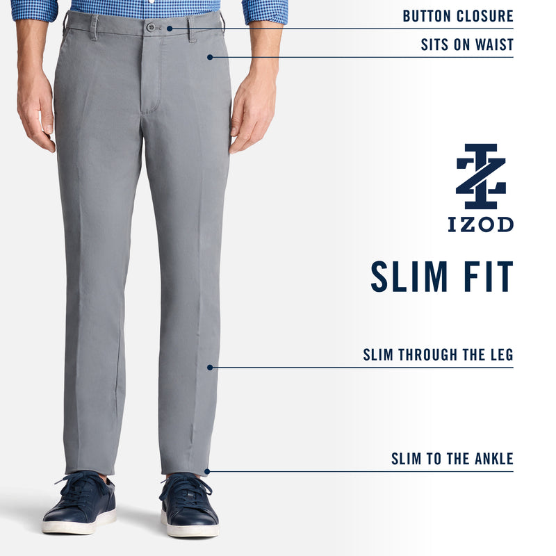PERFORMANCE FLAT FRONT CHINO PANTS SLIM - CEDARWOOD KHAKI