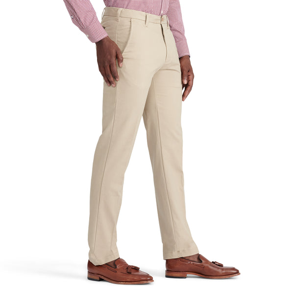 PERFORMANCE FLAT FRONT CHINO PANTS SLIM - CEDARWOOD KHAKI